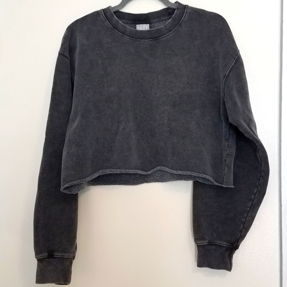 Aritzia TNA cozy fleece perfect cropped sweatshirt